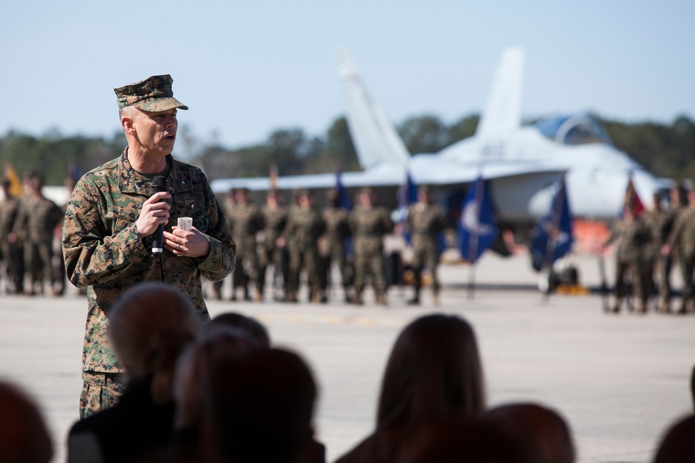 Brig. General Matthew G. Glavy, commanding general of 2nd MAW attends the MAG-31 Change of Command