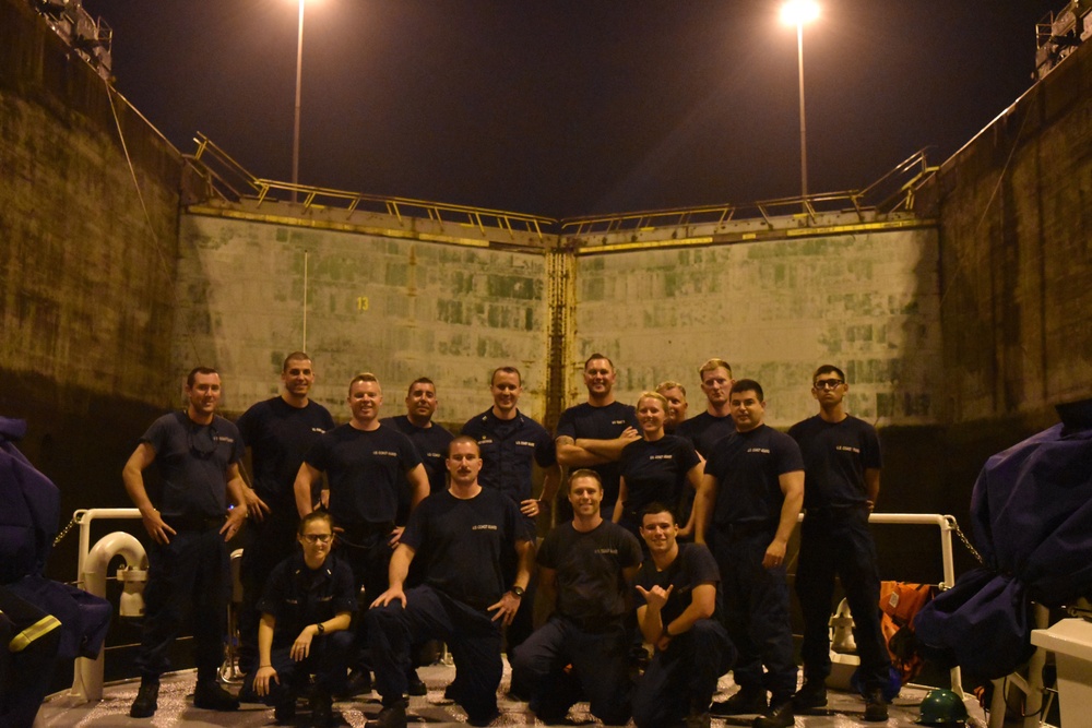 Crew of Coast Guard Cutter John McCormick in Panama Canal