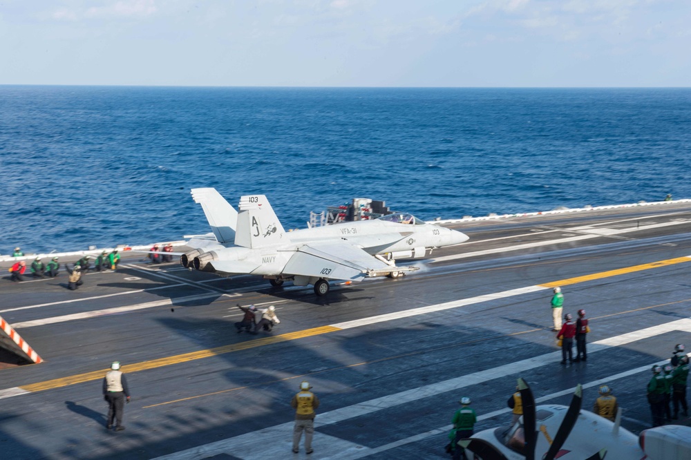 GHWB is the flagship of Carrier Strike Group (CSG) 2, which is comprised of the staff of CSG-2; GHWB; the nine squadrons and staff of Carrier Air Wing (CVW) 8; Destroyer Squadron (DESRON) 22 staff and guided-missile destroyers USS Laboon (DDG 58) and USS