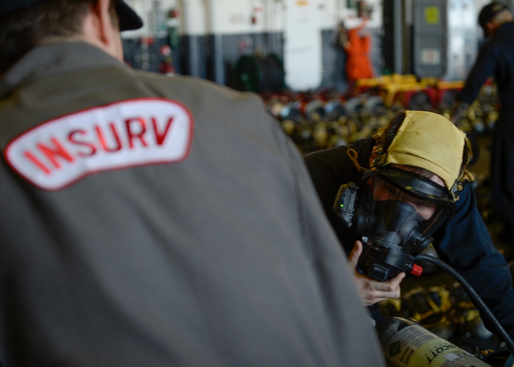 Sailor conducts SCBA inspection