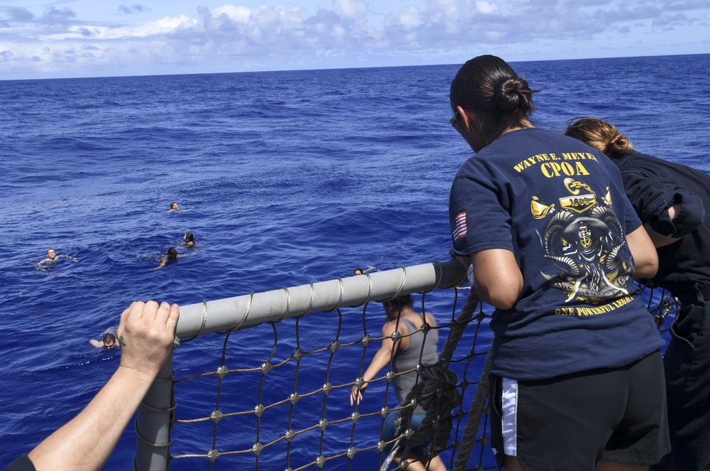 Marianas Trench Swim Call aboard USS Wayne E. Meyer (DDG 108)