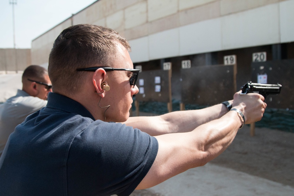 PSD Soldiers conduct live-fire weapons training at Baghdad weapons range