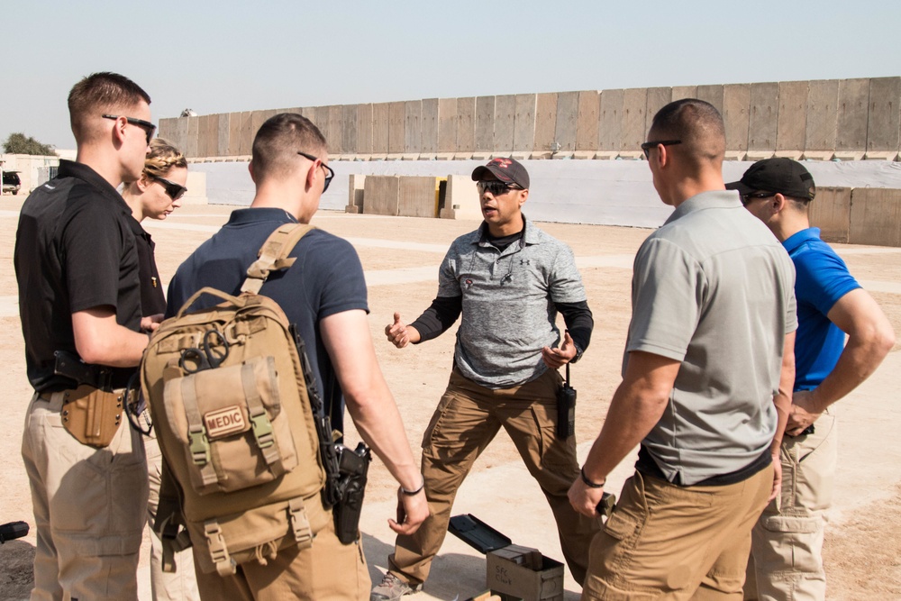 PSD Soldiers conduct live-fire weapons training at Baghdad weapons range