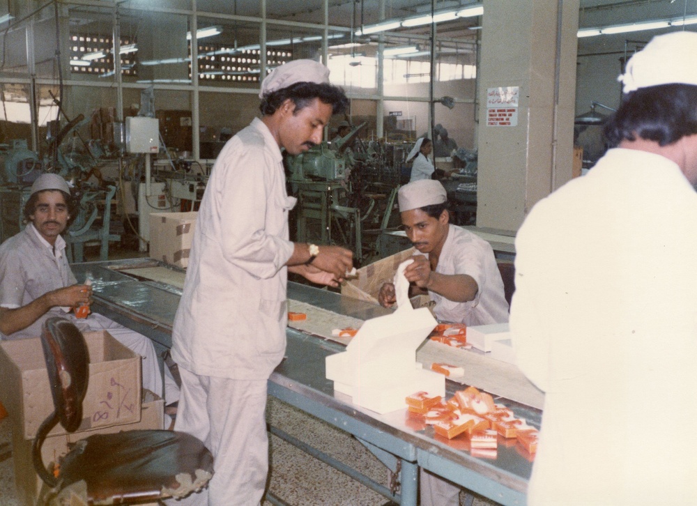 Plant workers at Woodward Factory in Karachi