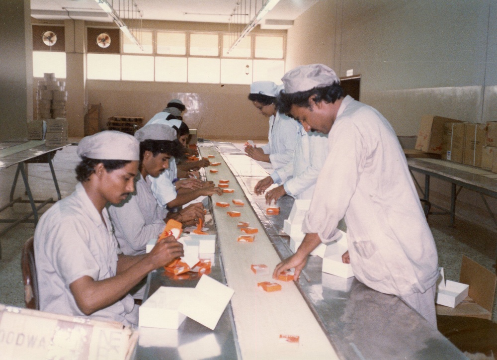 Plant workers at Woodward Factory in Karachi