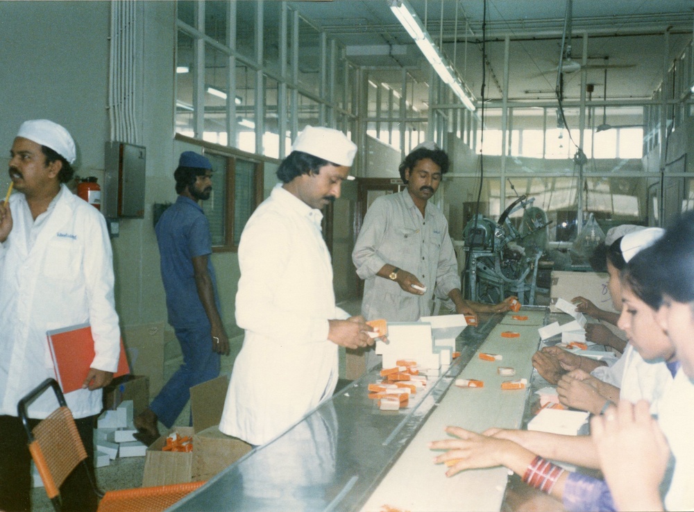 Plant workers at Woodward Factory in Karachi