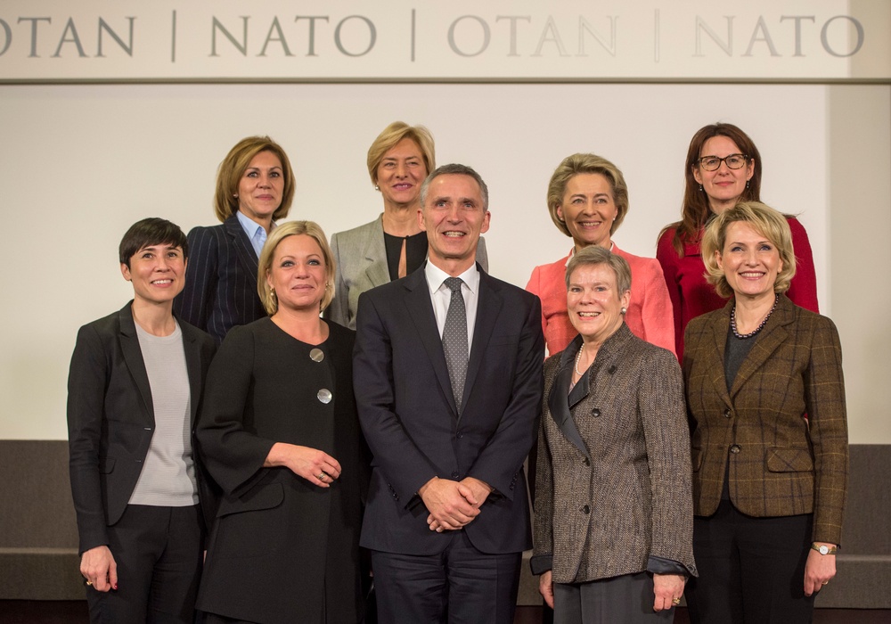 NATO secretary general poses for photo with female ministers