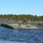 Bridge Company crosses the gap Military personnel are operating a large pontoon ferry/raft on a calm body of water, likely during a training exercise. The flat-deck vessel appears to be a military ribbon bridge or assault float bridge section configured as a raft ferry. Several soldiers in combat uniforms are positioned across the deck, with orange safety markers visible at both ends.