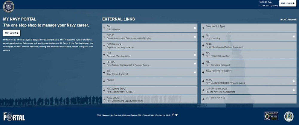 My Navy Portal Snapshot