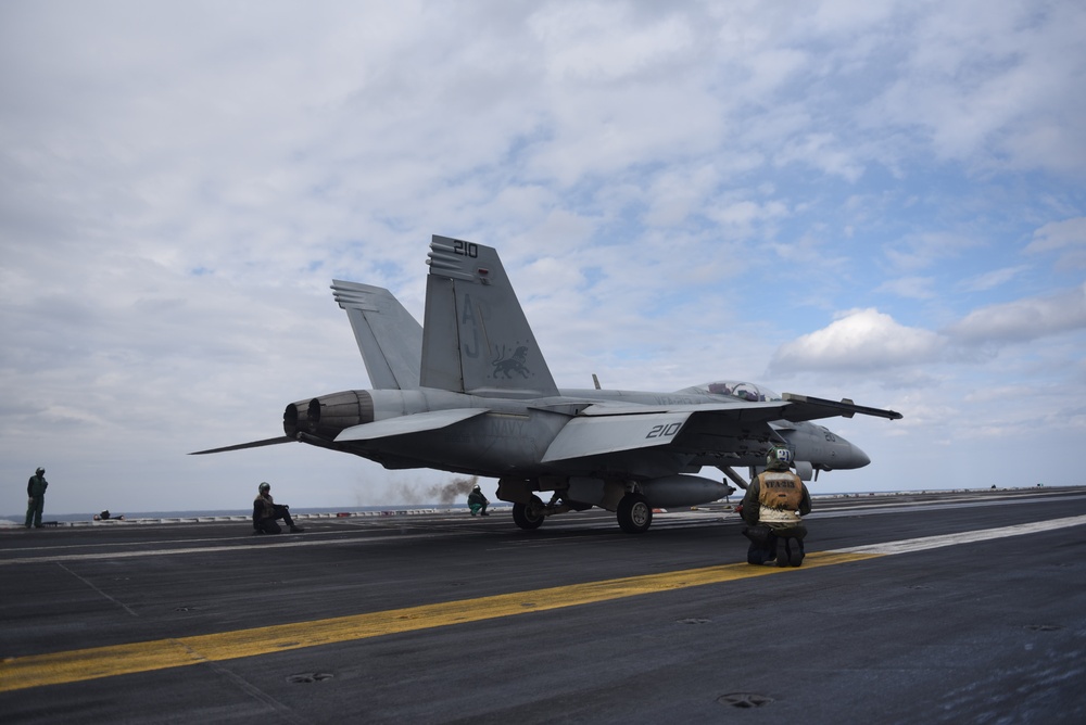 GHWB is the flagship of Carrier Strike Group (CSG) 2, which is comprised of the staff of CSG-2; GHWB; the nine squadrons and staff of Carrier Air Wing (CVW) 8; Destroyer Squadron (DESRON) 22 staff and guided-missile destroyers USS Laboon (DDG 58) and USS