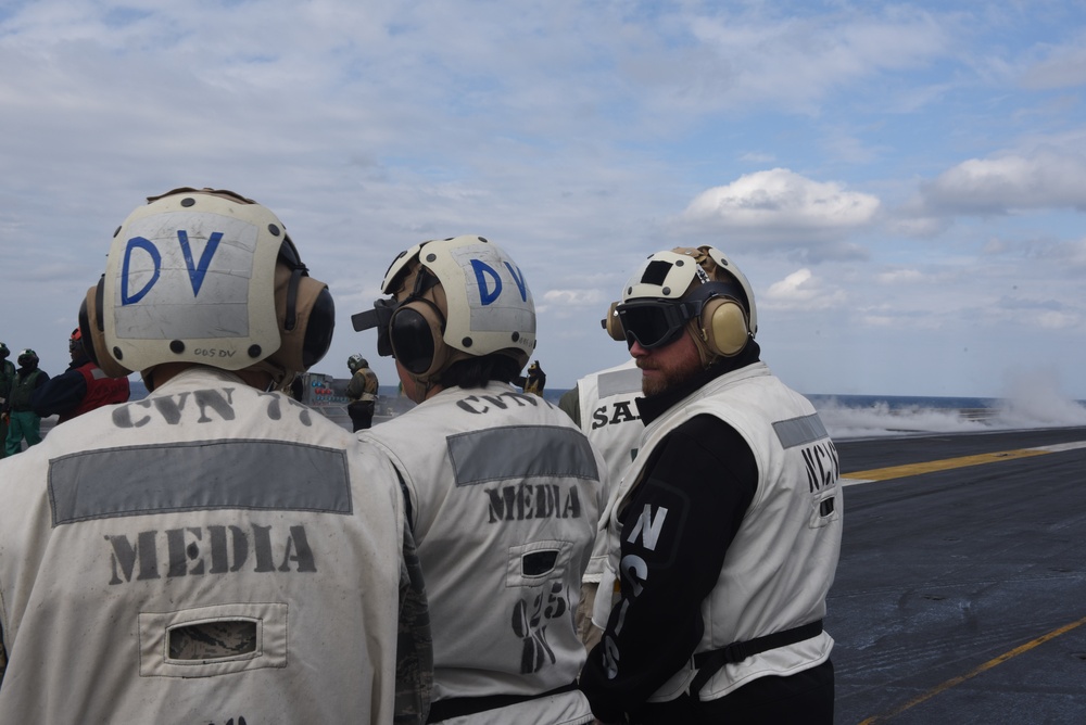 GHWB is the flagship of Carrier Strike Group (CSG) 2, which is comprised of the staff of CSG-2; GHWB; the nine squadrons and staff of Carrier Air Wing (CVW) 8; Destroyer Squadron (DESRON) 22 staff and guided-missile destroyers USS Laboon (DDG 58) and USS