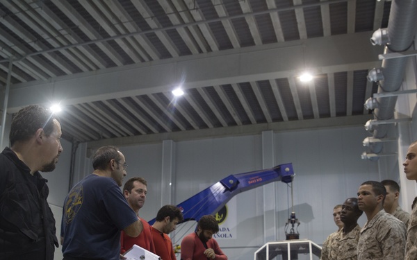 U.S. Marines practice water survival skills with Spanish allies