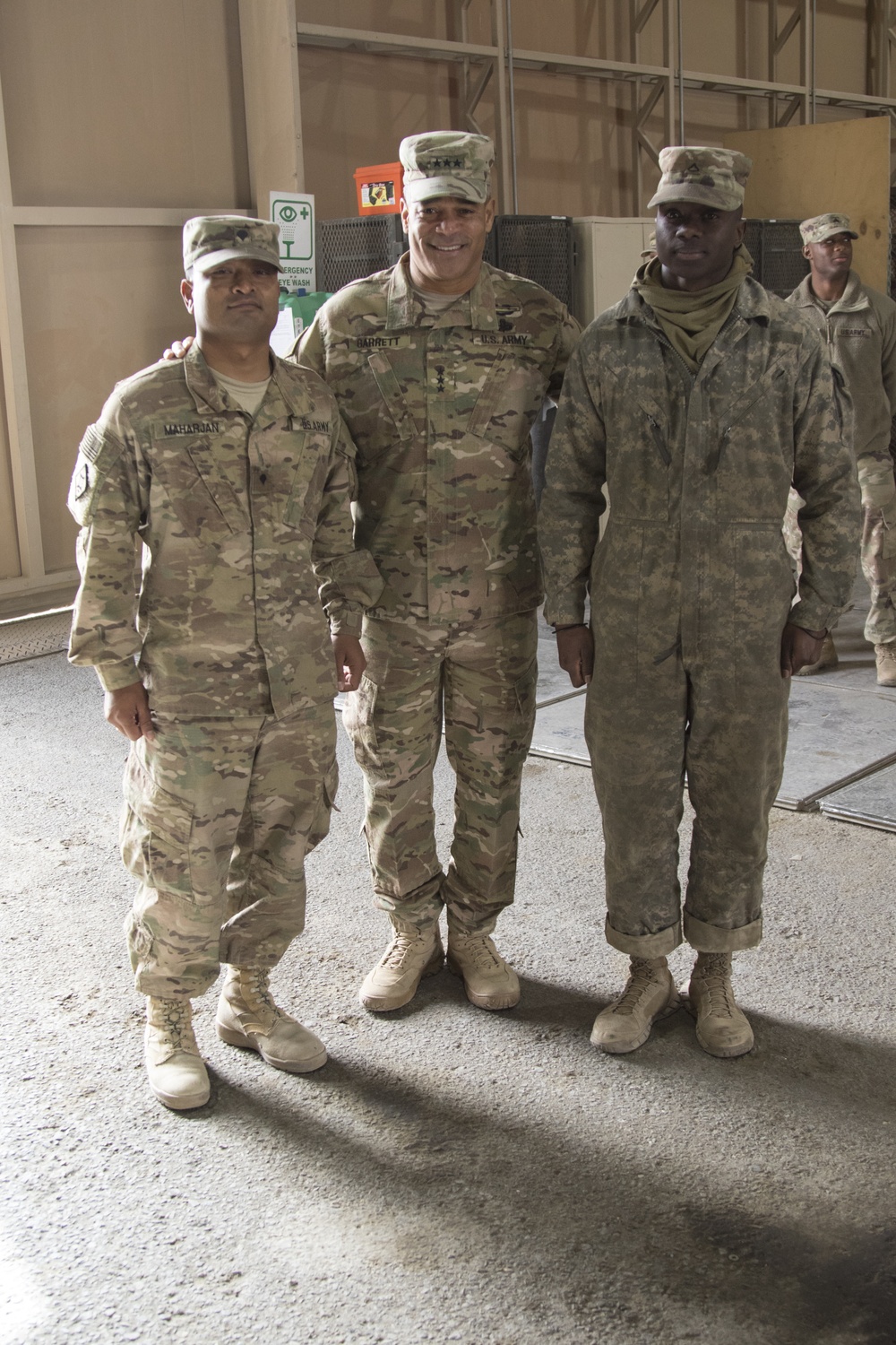 Lt. Gen. Michael X. Garrett, the U.S. Army Central Commander, tours the air defense site at Camp Arifjan, Kuwait.