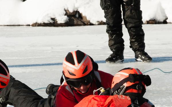 Coast Guard District Commander, Vermont Nation Guard Adjunct General train with ice rescue team