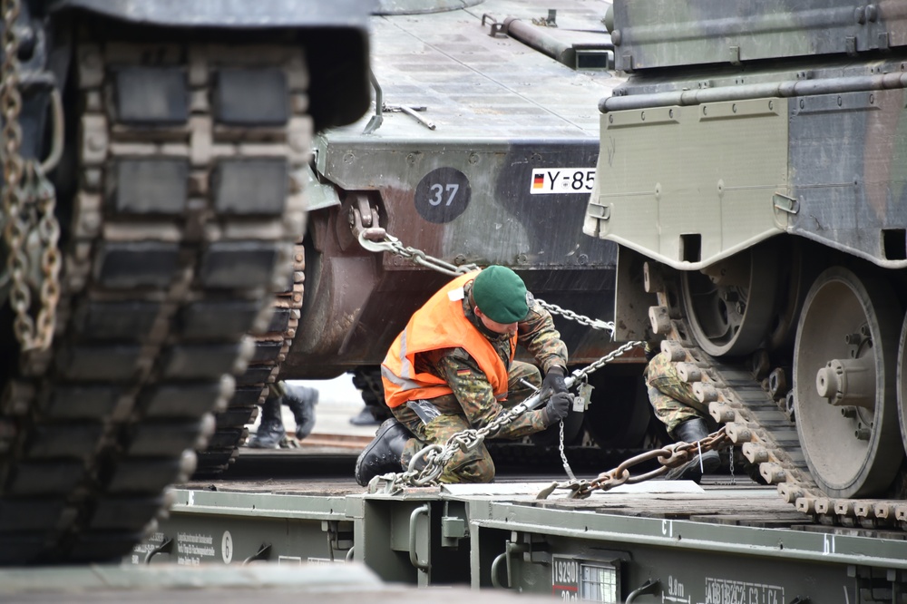 German Army railhead operations for NATO's Enhanced Forward Presence