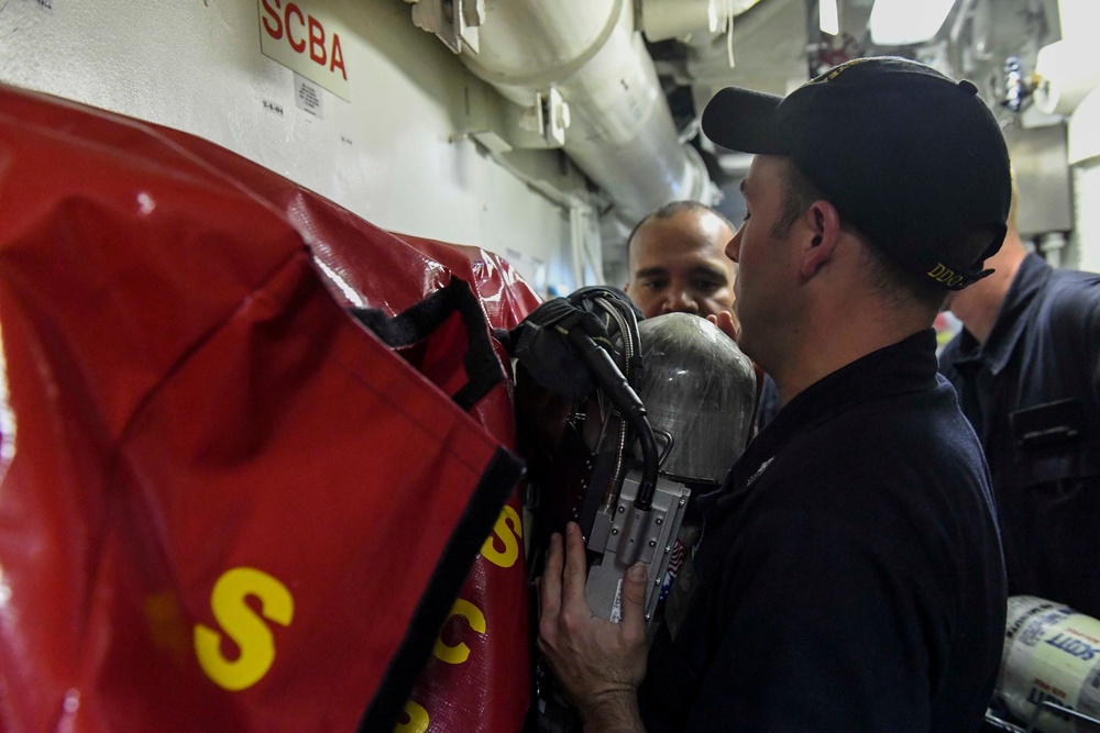 USS Wayne E. Meyer Conducts Damage Control Drill