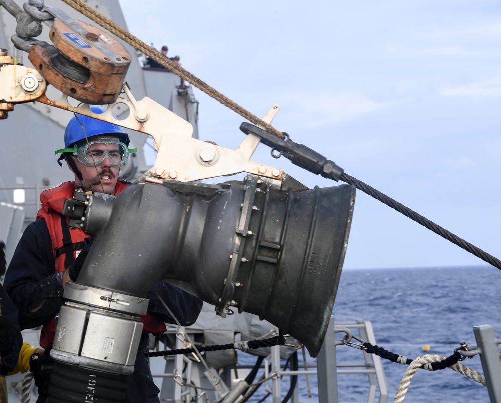 USS Wayne E. Meyer Performs Replenishment-at-Sea in the South China Sea