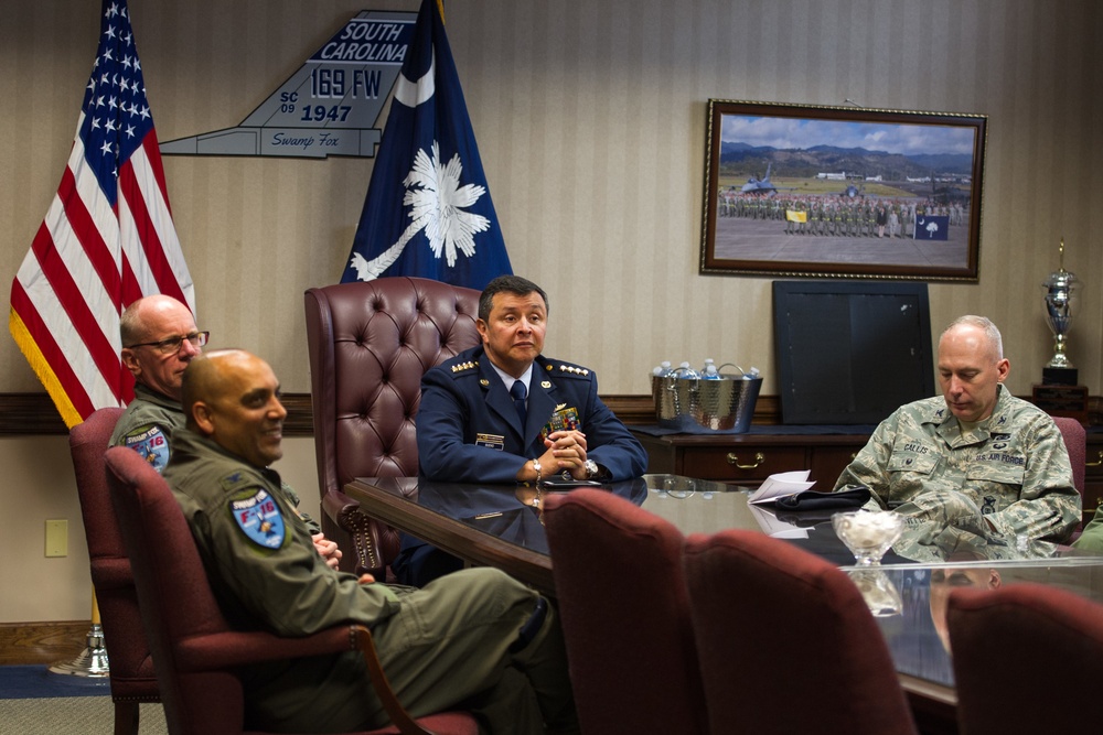 Colombian Air Force Gen. Carlos Eduardo Bueno Vargas visits the South Carolina Air National Guard