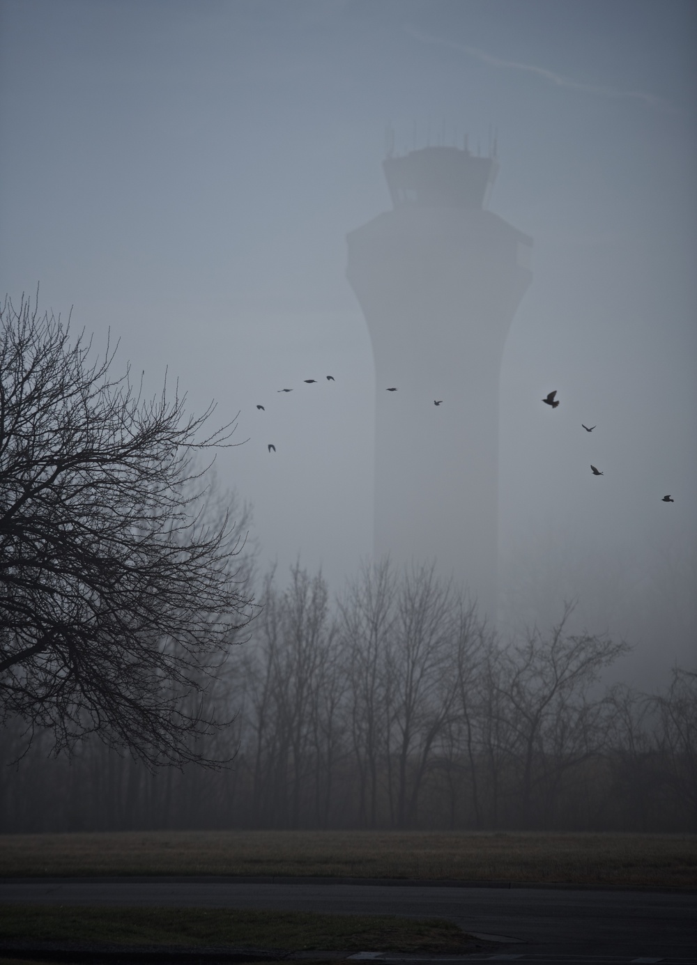 Foggy morning at Scott Air Force Base