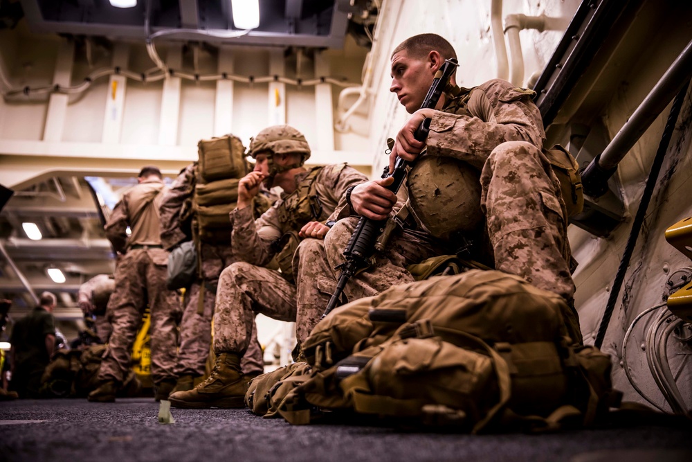 11th MEU Marines Prepare to Disembark the USS Somerset for Exercise Sea Soldier