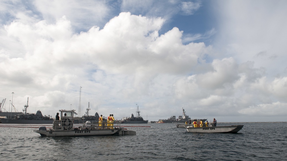 Naval Base San Diego Sailors participate in oil spill response drill