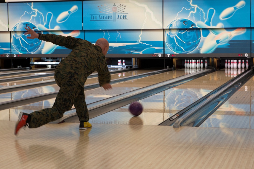Iwakuni’s Active-Duty Fund Drive bowls for a strike