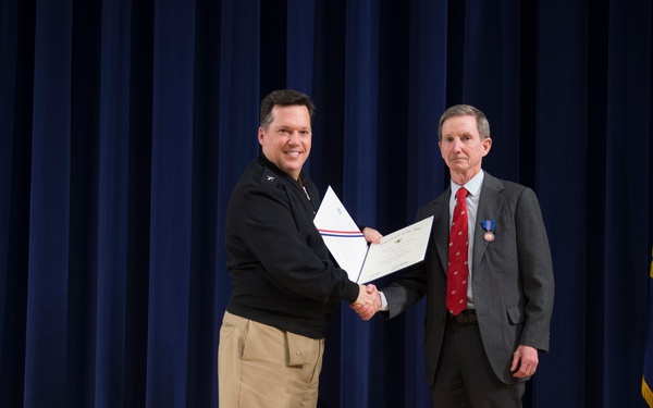 Rear Adm. Tom Druggan visits Carderock, Presents Civilian Service Award