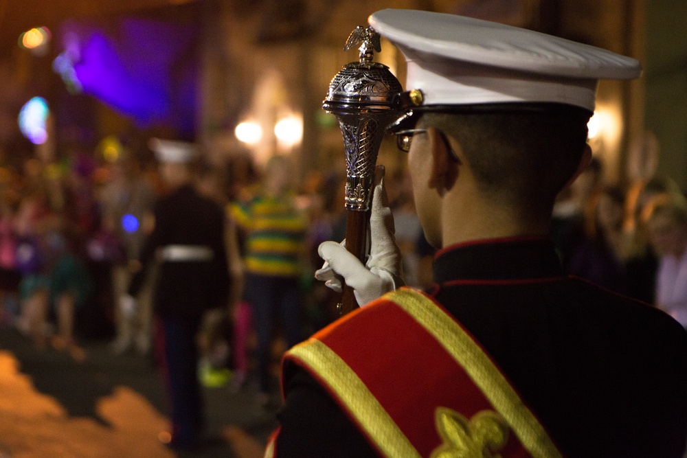 Marine Corps Band New Orleans performs at Krewe of Chaos parade