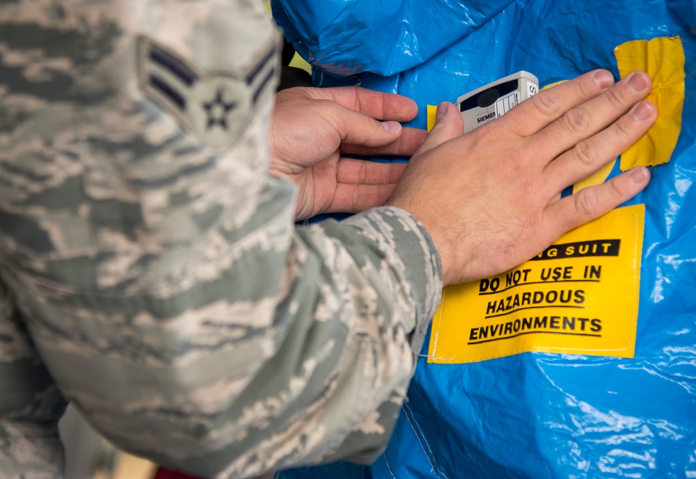 Airmen gear up to investigate hazmat exercise