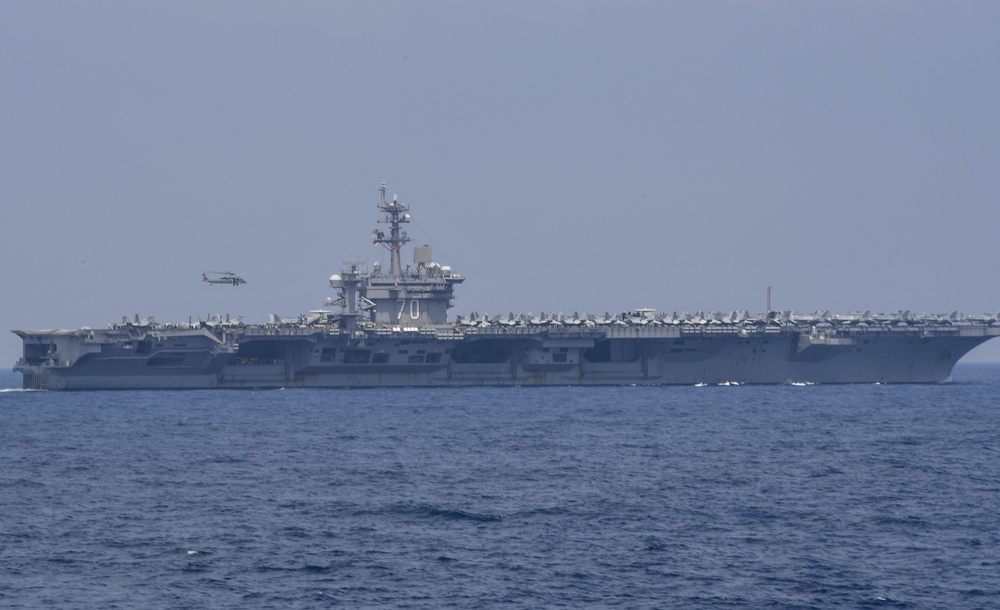 USS Carl Vinson Performs a Vertical Replenishment-at-Sea in the South China Sea