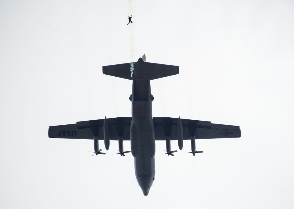 The U.S. Navy parachute team &quot;The Leap Frogs&quot; perform during Navy Week Mobile, Ala.