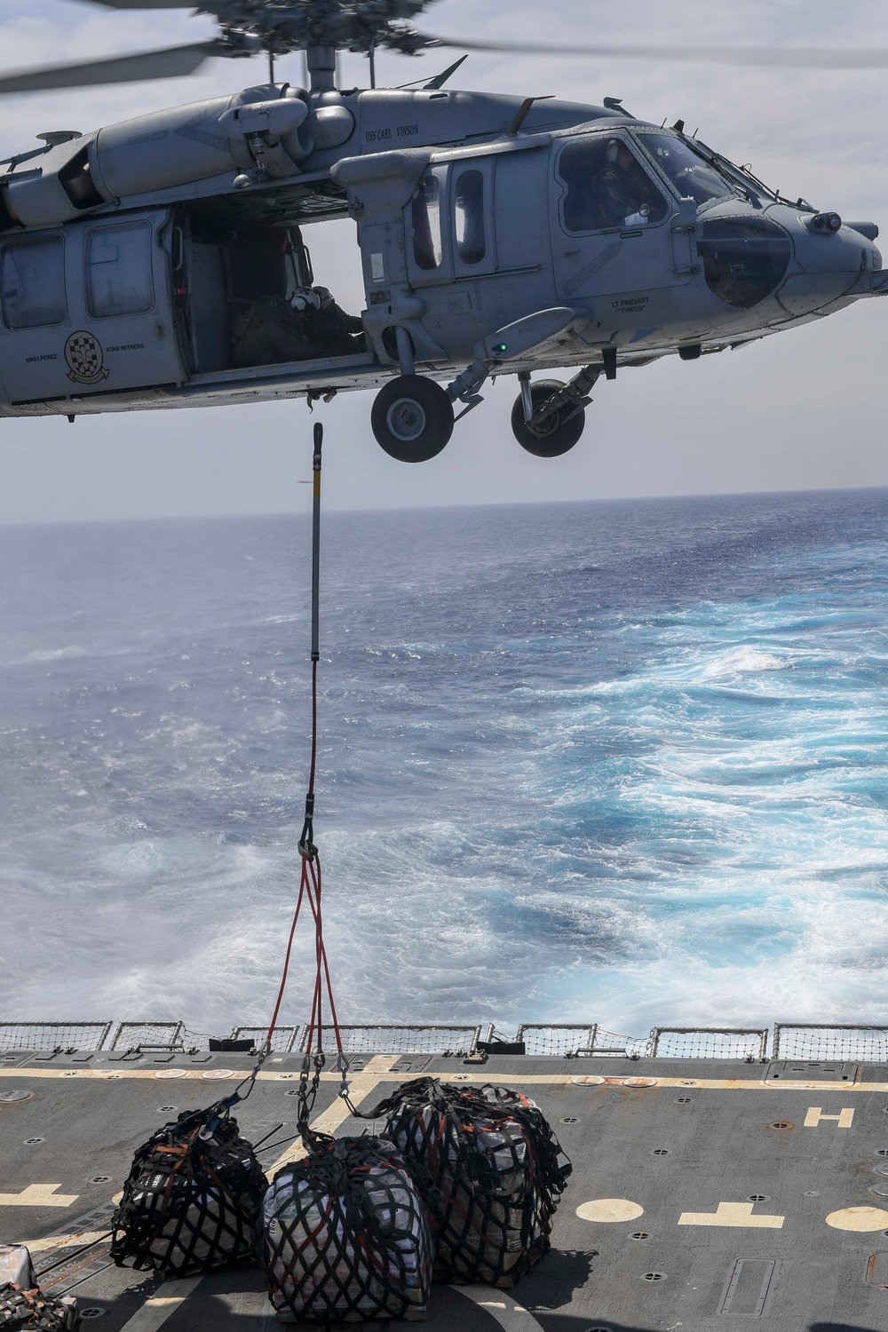 USS Wayne E. Meyer Performs a Vertical Replenishment-at-Sea in the South China Sea