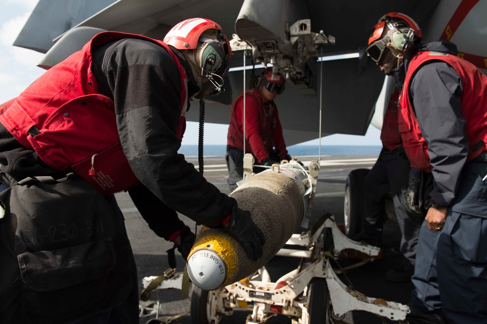 GHWB is the flagship of Carrier Strike Group (CSG) 2, which is comprised of the staff of CSG-2; GHWB; the nine squadrons and staff of Carrier Air Wing (CVW) 8; Destroyer Squadron (DESRON) 22 staff and guided-missile destroyers USS Laboon (DDG 58) and USS