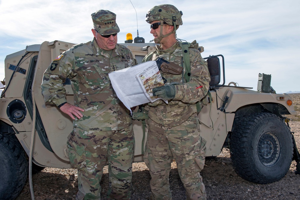 U.S. Army Chief of Staff, Gen. Mark A. Milley, visits the U.S. Army National Training Center, Ft. Irwin, Calif., Nov. 6, 2016.