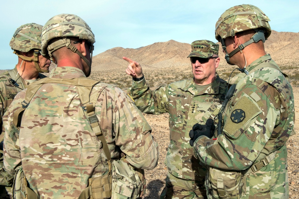 U.S. Army Chief of Staff, Gen. Mark A. Milley, visits the U.S. Army National Training Center, Ft. Irwin, Calif., Nov. 6, 2016.