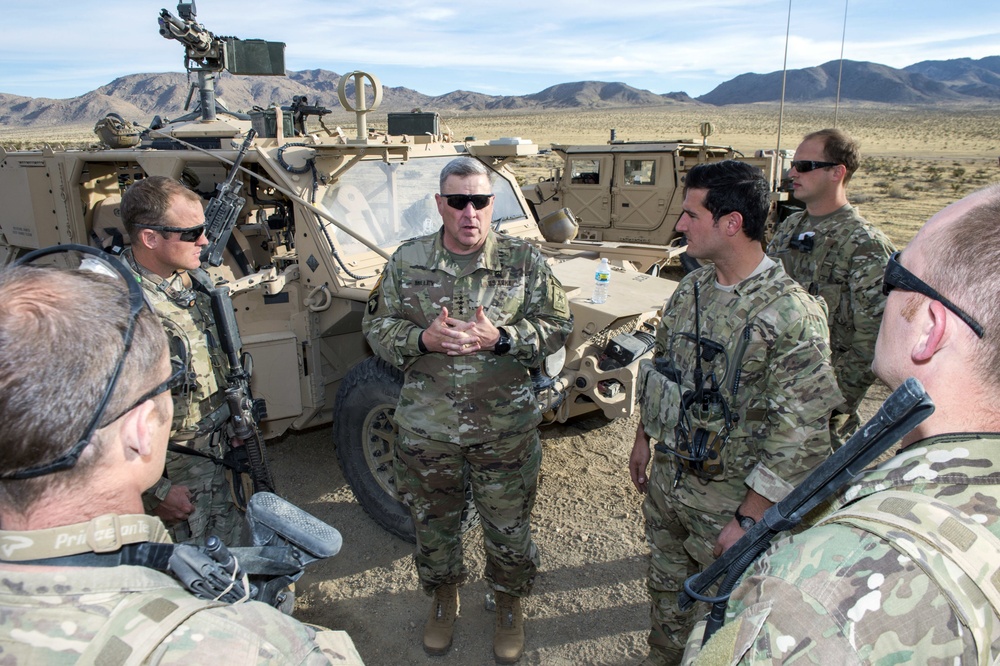 U.S. Army Chief of Staff, Gen. Mark A. Milley, visits the U.S. Army National Training Center, Ft. Irwin, Calif., Nov. 6, 2016.