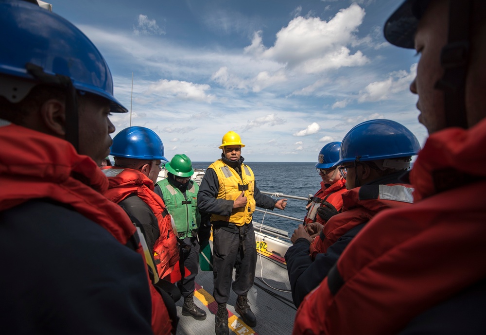 USS Bonhomme Richard (LHD 6) conducts replenishment at sea