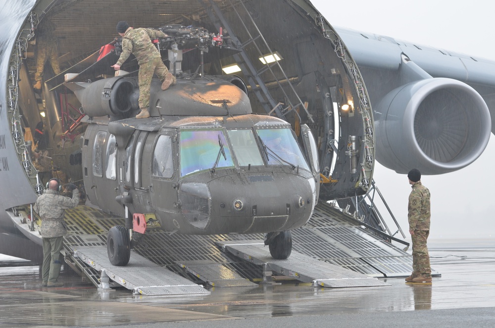 10th CAB Black Hawks arrive at Riga International Airport