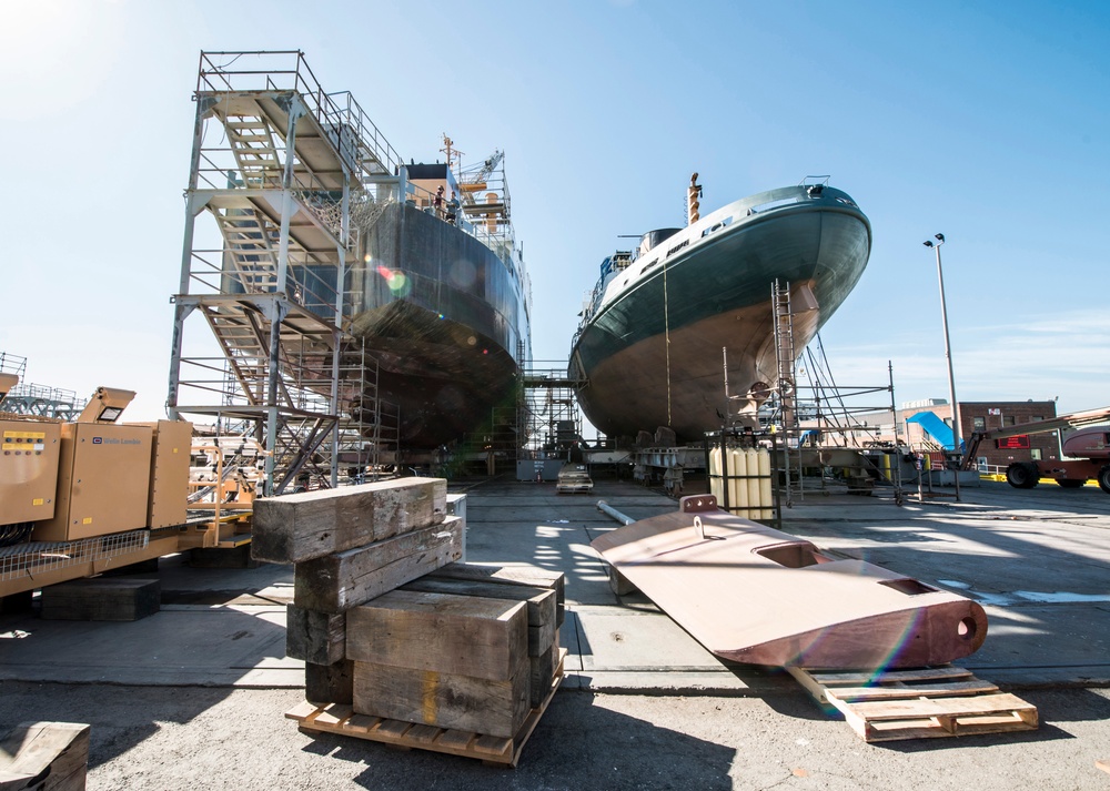 Coast Guard Cutter Willow and Coast Guard Cutter Sturgeon Bay in dry dock