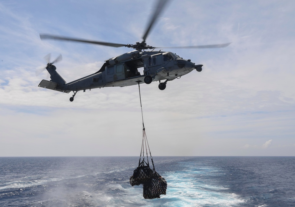 USS Wayne E. Meyer Performs a Vertical Replenishment-at-Sea in the South China Sea