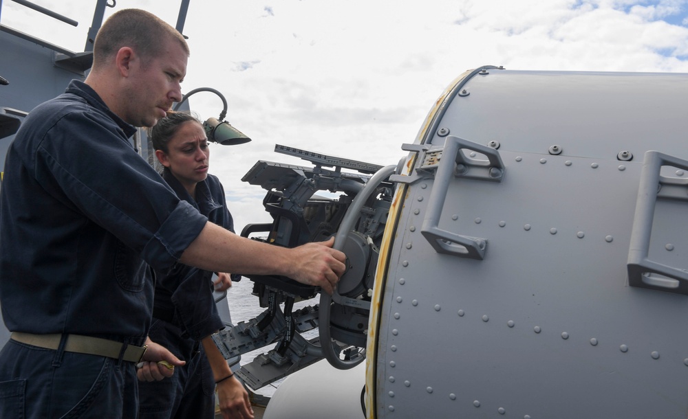 USS Wayne E. Meyer Performs CIWS Maintenance