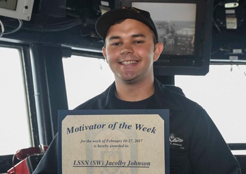 Clinton Native Awarded Motivator of the Week Aboard USS Wayne E. Meyer