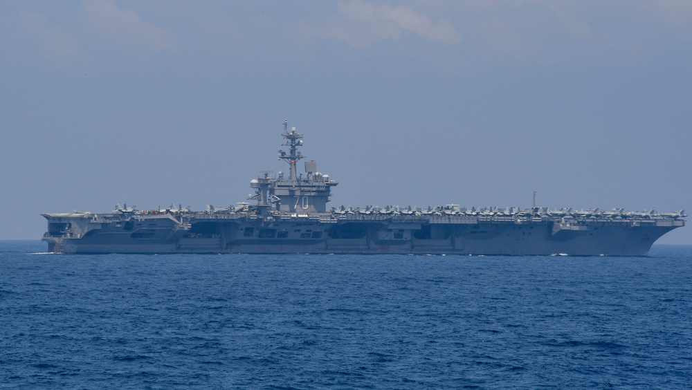 USS Carl Vinson Performs a Vertical Replenishment-at-Sea in the South China Sea