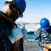 Albert Mendez and Mates Perform Maintenance on a Hose of an Aqueous Film Forming Foam (AFFF) Station