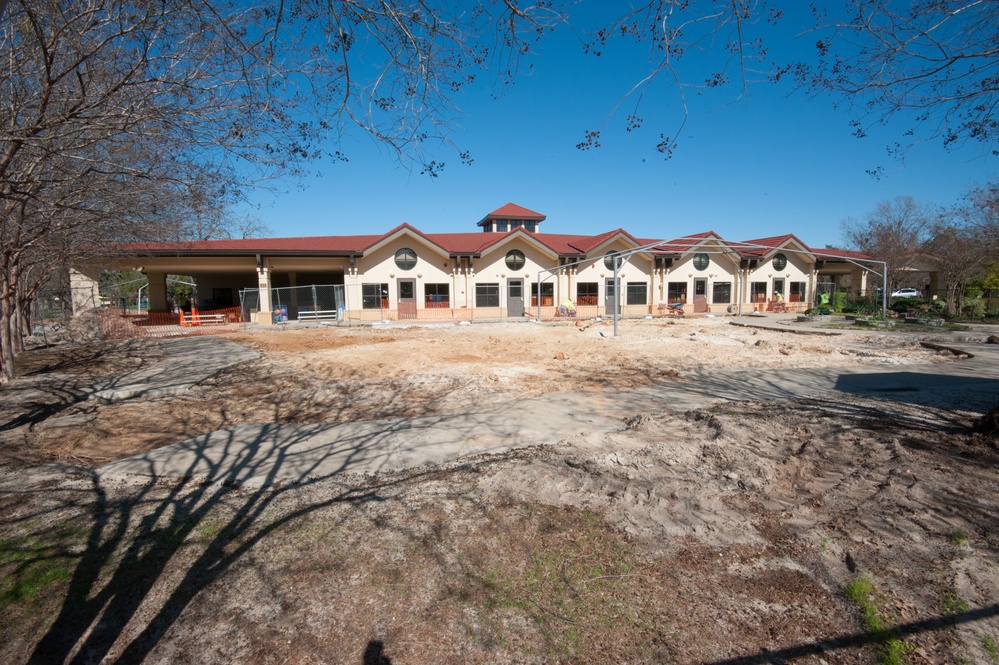 Ongoing construction Bldg 22, playgrounds for Child Development Center