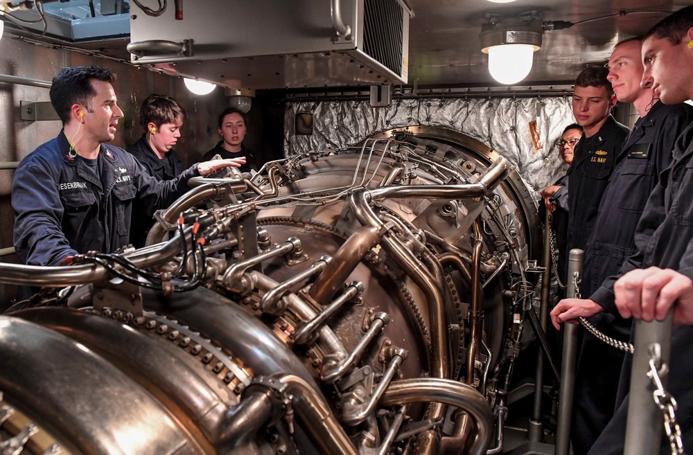 USS Wayne E. Meyer Conducts a Training Tour of Engine Rooms