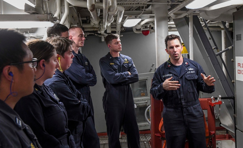 USS Wayne E. Meyer Conducts a Training Tour of Engine Rooms