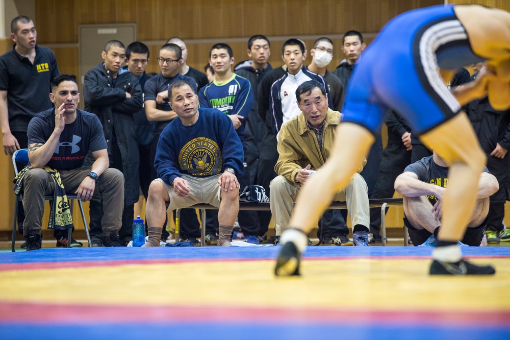 U.S. Military and Japan Self-Defense Force Wrestle Event Sport Exchange