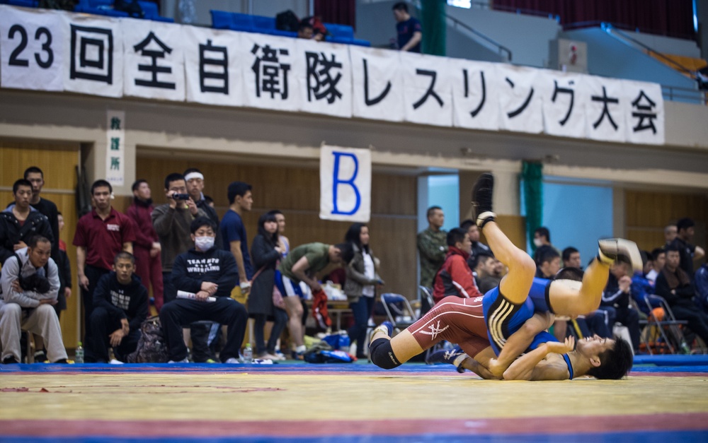 U.S. Military and Japan Self-Defense Force Wrestle Event Sport Exchange