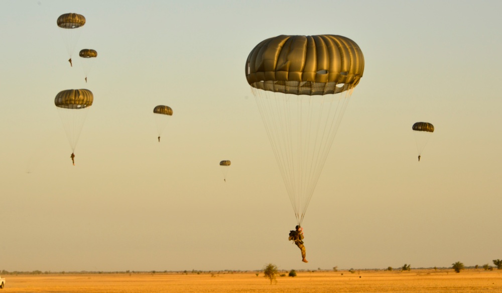 Static line jump and airdrop during Flintlock 2017 in Chad